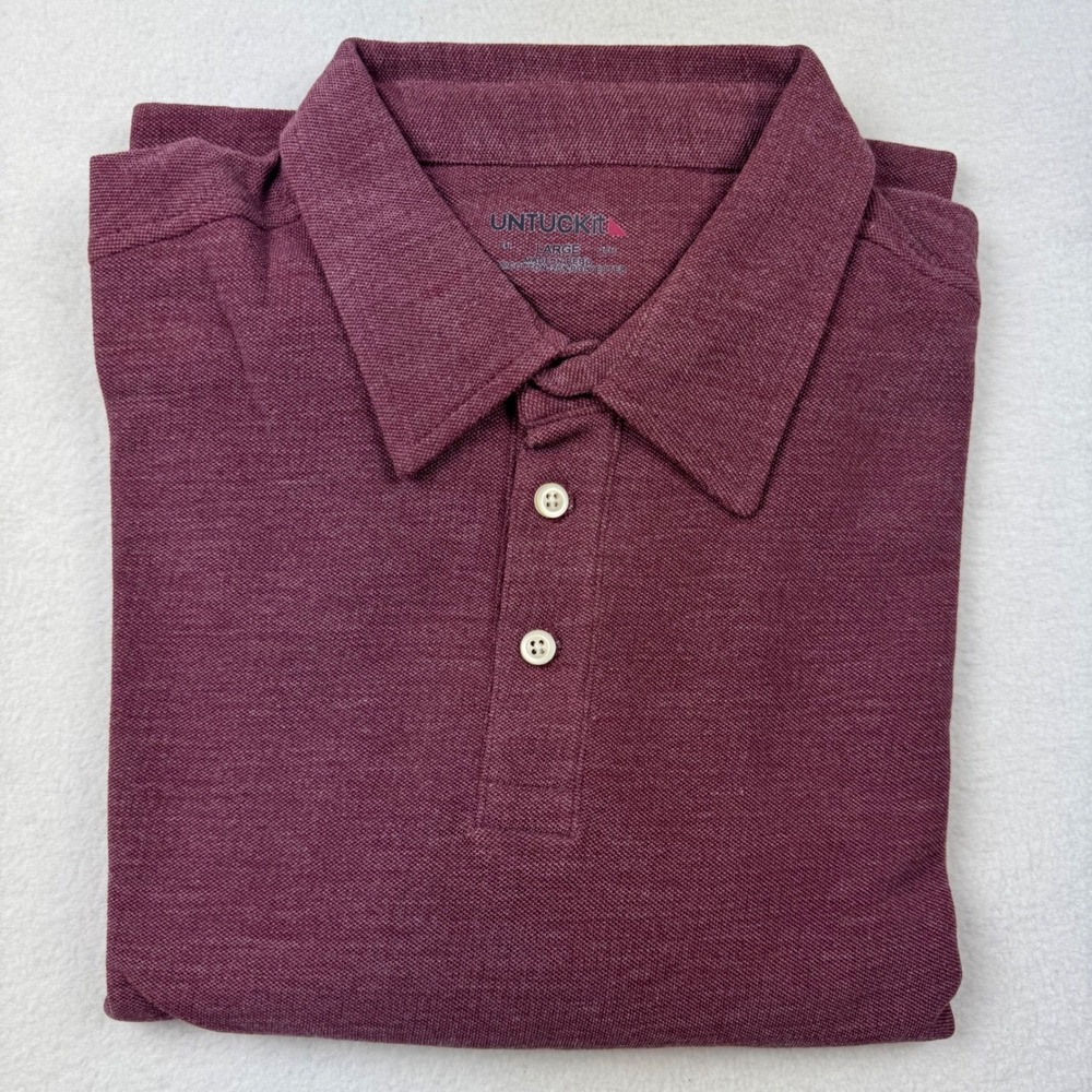 UNTUCKit Maroon Polo Shirt Mens Large‎ DAO Short Sleeve Casual Cotton Blend